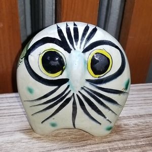 Tonala CAT owl signed Mexican Pottery